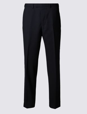 Navy Regular Fit Flat Front Trousers